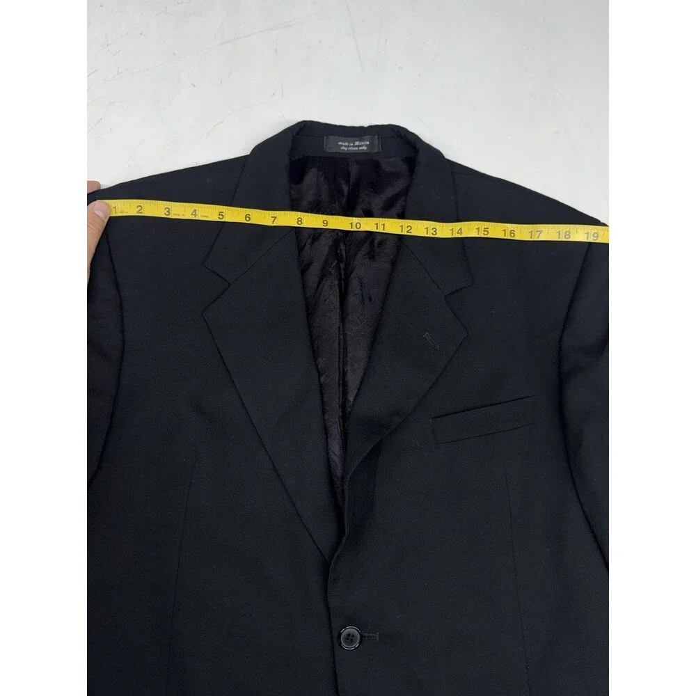 Andrew Fezza Mens Blazer Jacket Solid Black Size 43R Super 100’s Luxury Wool